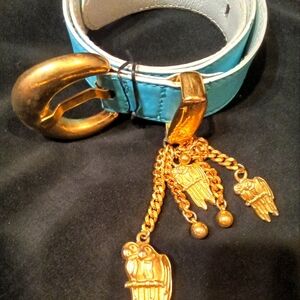 Escada Belt Light Blue Gold Accents (Parrots)